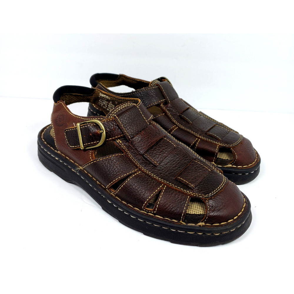 Earth Shoe Bjork II Mens Size 9 Brown Leather Casual Strappy Fisherman Sandals